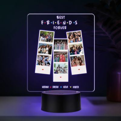 Personalized Best Friend Forever Photo Collage LED Lamp with Multicolored Light Birthday Gift for Bestie Memorable Gift for Friends